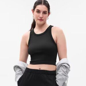 Gap Seamless Ribbed Crop Halter Tank Top size XXL black